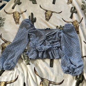 SHEIN Blue Polka Dot Blouse